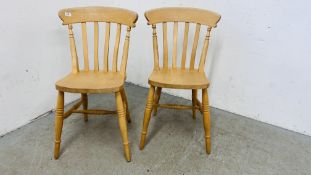 A PAIR OF MODERN BEECHWOOD KITCHEN CHAIRS