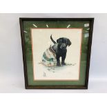 SIGNED LIMITED EDITION PRINT 99/600 "CHOW TIME" BY TARA MOORE, ARTIST HAS SKETCHED A DOG ON CORNER.