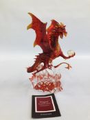 A FRANKLIN MINT DRAGON! GUARDIAN OF FIRE BY MICHAEL WHELAN, HEIGHT 34CM.