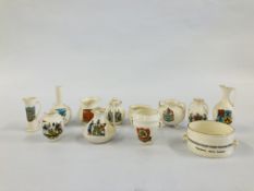 12 PIECES OF W.H. GOSS CRESTED WARE.