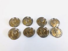 A GROUP OF 8 ART NOUVEAU BUTTONS DEPICTING AN EAGLE OVER A MAN