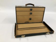 A VINTAGE MEDICAL INSTRUMENT 3 DRAWER DOCTORS CASE BEARING MAKERS MARK DOWN BROS AND MAYER & PHELPS