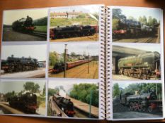 ALBUM OF 100 COLOURED PHOTOS OF STEAM AND DIESEL LOCOMOTIVES (SOME LOCAL LOCATIONS).
