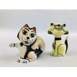 TWO LORNA BAILEY COLLECTORS CATS TO INCLUDE A SMUG EXAMPLE BEARING SIGNATURES - H 13CM.