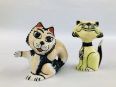 TWO LORNA BAILEY COLLECTORS CATS TO INCLUDE A SMUG EXAMPLE BEARING SIGNATURES - H 13CM.