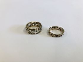 TWO 9CT GOLD STONE SET ETERNITY RINGS