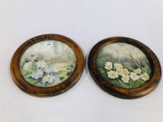 ELISABETH ASHBROOK (20TH CENTURY) ' PAIR OF GARDEN SCENES' WATERCOLOURS,