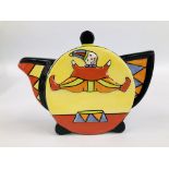 A LORNA BAILEY TEAPOT "CIRCUS CLOWN" BEARING SIGNATURE STAMPED OLD ELLGREAVE POTTERY H 17CM.