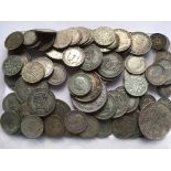 COINS: TUB OF UK SILVER COINS, PRE 47 FACE APPROX £3,