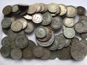 COINS: TUB OF UK SILVER COINS, PRE 47 FACE APPROX £3,