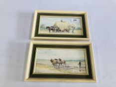 JASON PARTNER: A PAIR OF ORIGINAL FRAMED WATERCOLOURS TO INCLUDE "A HEAVY LOAD 1976" AND "PREPARING