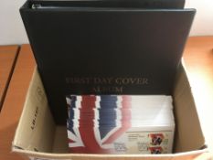 BOX WITH GB 2012 OLYMPIC FIRST DAY COVERS IN AN ALBUM AND LOOSE, SOME DUPLICATION (126).