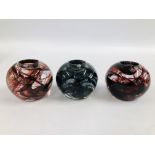 THREE SWEDISH KOSTA BODA GLASS TEALIGHT HOLDERS ALL RETAINING ORIGINAL LABELS H 9CM.