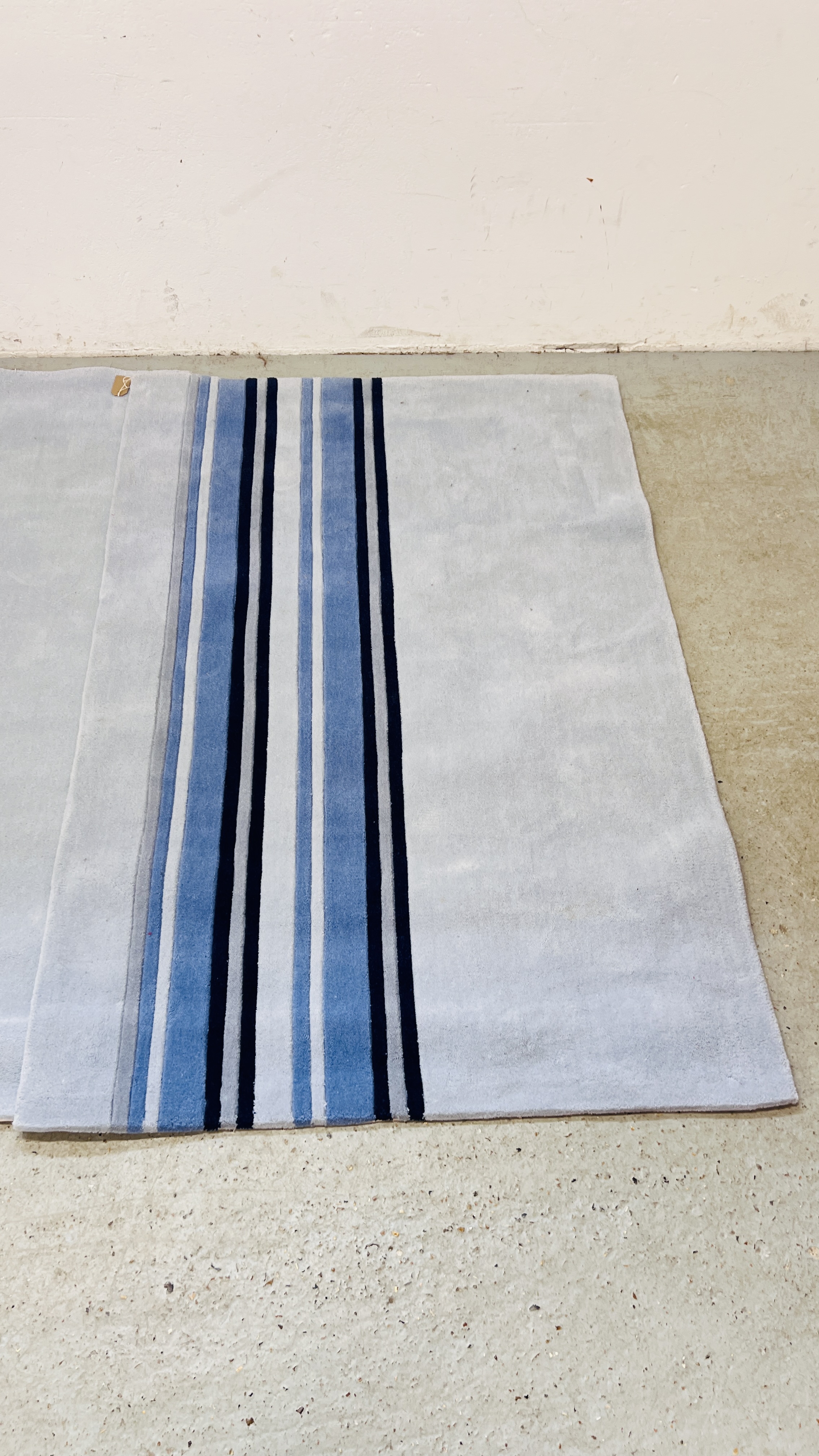 TWO APOLLO HANDMADE BLUE RUGS, 108CM X 167CM. - Image 2 of 4