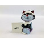 A LORNA BAILEY ADVERTISING COLLECTORS CAT BEARING SIGNATURE H 13CM.