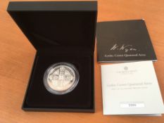 COINS: UK 2021 GOTHIC CROWN QUARTERED ARMS TWO OUNCE SILVER PROOF COIN IN ROYAL MINT CASE WITH