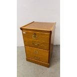 A MODERN OAK FINISH TWO DRAWER FILING CABINET, W 48.5CM X D 48CM X H 73CM.