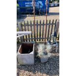 A RECLAIMED RIVETED GALVANISED WATER TANK (RIVETED CONSTRUCTION), GALVANISED PLANTER,