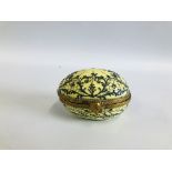 A LE TALLEC PORCELAIN EGG SHAPED TRINKET BOX, L 9CM.