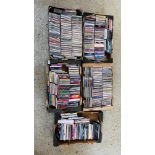 4 X BOXES OF ASSORTED CD'S AND A BOX OF ASSORTED DVD'S.
