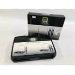 Q ANDIS DUAL MICROPHONE VHF WIRELESS SYSTEM IN ABS CARRY CASE (APPEARS UNUSED) MODEL QWM11.