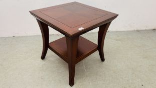 A THESEIRCA HARD WOOD OCCASIONAL LAMP TABLE