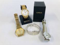 A GROUP OF ASSORTED LADIES AND GENTS WRIST WATCHES TO INCLUDE LORUS AND TIMEX EXAMPLES ETC.