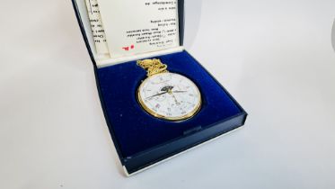 A GOOD QUALITY HENRI BERNEY BLONDEAU POCKET WATCH AND STOP WATCH WITH MOONPHASE DIAL AND WATCH