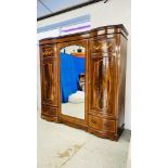 EDWARDIAN MAHOGANY COMBINATION WARDROBE INLAID DETAIL,