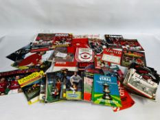 TWO BOXES CONTAINING A QUANTITY OF ASSORTED MANCHESTER UNITED MEMORABILIA TO INCLUDE VARIOUS HOME