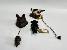 3 DOORKNOCKERS - CAT, BIRD,