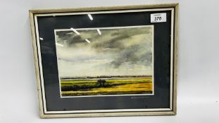 OLIVE MERONTI: FRAMED WATERCOLOUR "THE STROOD FROM WEST MERSEA" W 24 X H 18CM.