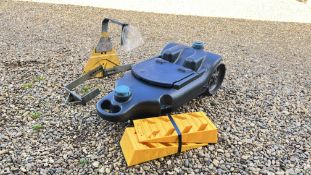 CAMPING ACCESSORIES TO INCLUDE WHEEL CHOCKS, WHEEL CLAMP AND WASTEHOG.