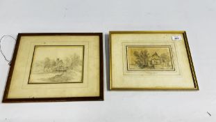 A FRAMED PENCIL SKETCH ATTRIBUTED TO THOMAS LOUND 1802-1861 W 16CM X H 9.