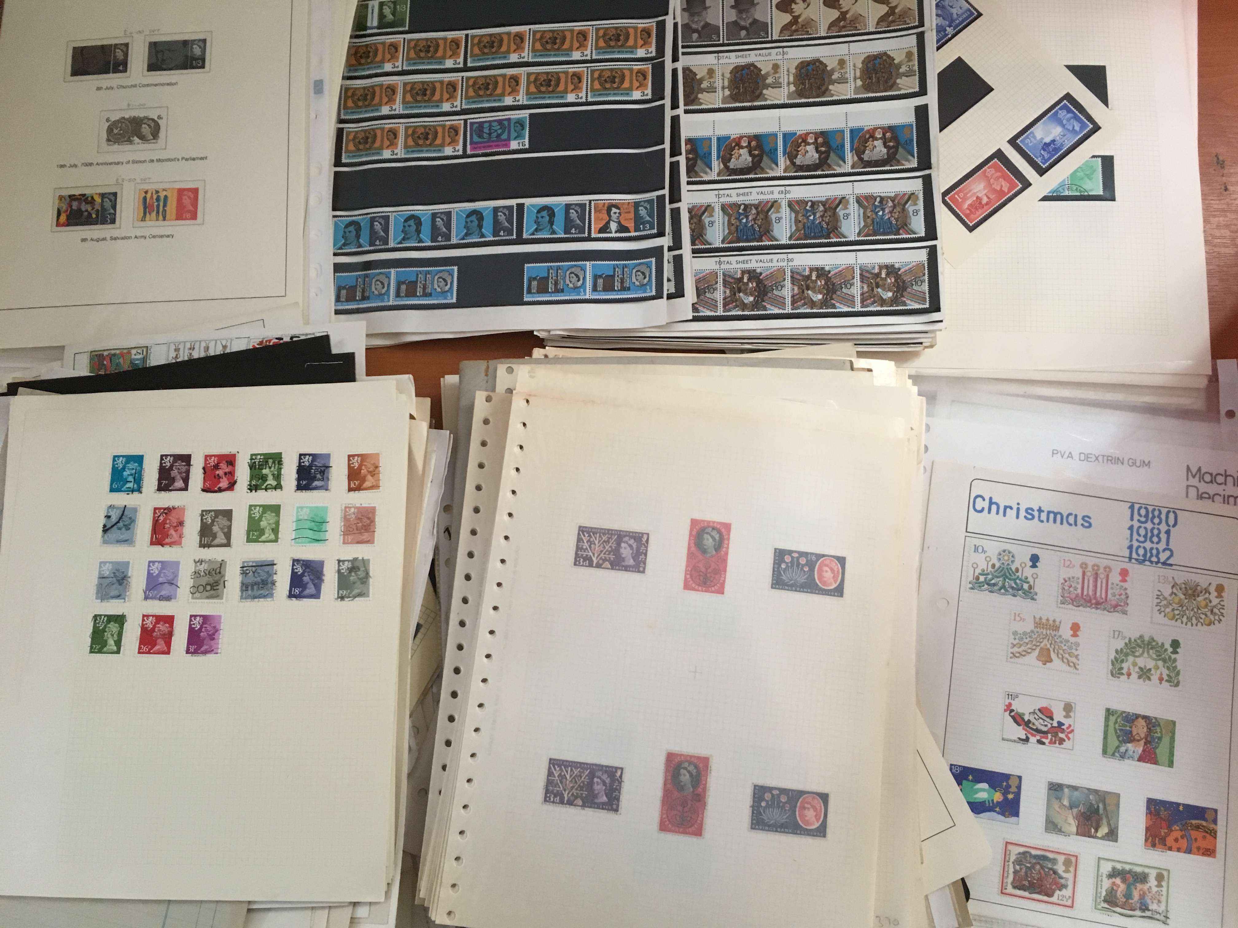 STAMPS: BOX OF MAINLY QE2 ON LEAVES FROM SEVERAL COLLECTIONS, INCLUDING DECIMAL MINT COMMEMS. - Image 3 of 3