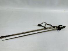 ANTIQUE GERMAN PRUSSIAN INFANTRY OFFICERS SWORD IN SCABBARD - NO POSTAGE OR PACKING.