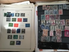 STAMPS: TWO BOXES WITH ALL WORLD ON MANY HUNDREDS OF LEAVES AND STOCKCARDS FROM VARIOUS COLLECTIONS.