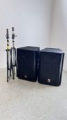 PAIR OF WHARFDALE PRO EVP-X15PA LOUD SPEAKERS PLUS PAIR OF FOLDING TRIPOD STANDS - SOLD AS SEEN -