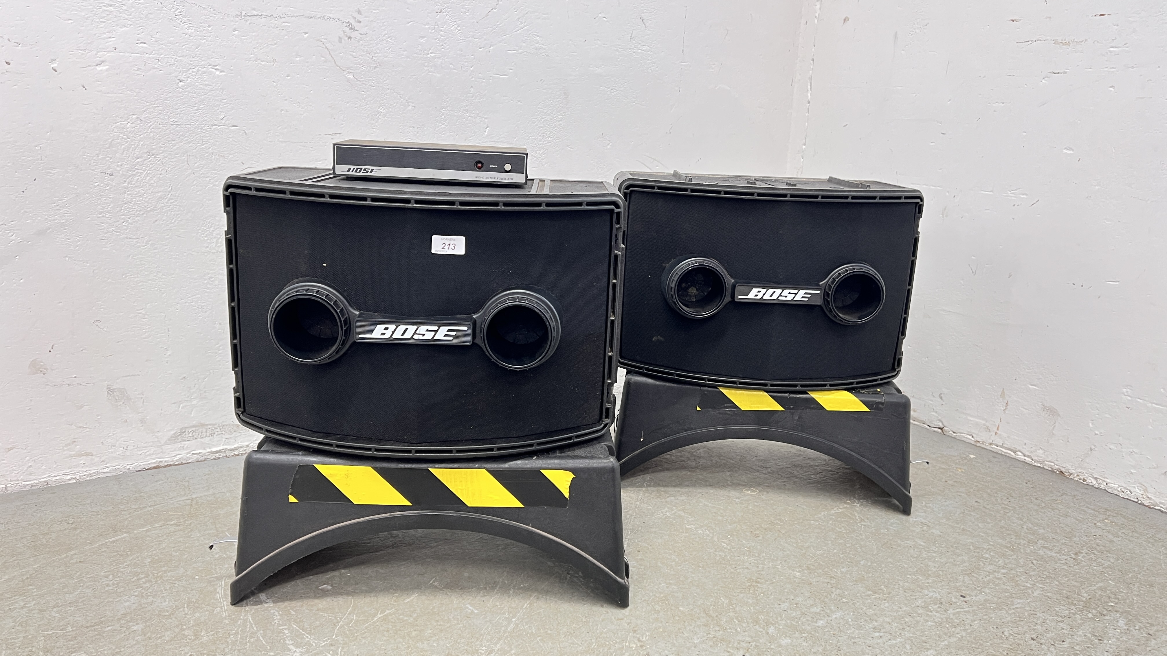 PAIR OF BOSE 802 PROFESSIONAL LOUDSPEAKERS WITH BOSE 802-E ACTIVE EQUALIZER - SOLD AS SEEN - AS