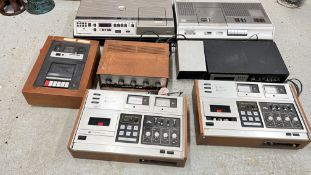 TWO VINTAGE VCR RECORDERS - GRUNDIG SVR4004GB, PHILIPS N1520, 8 TRACK PLAYER,
