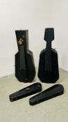 2 VINTAGE WOODEN CELLO CASES ALONG WITH 2 VINTAGE WOODEN VIOLIN CASES,