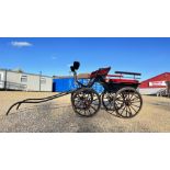 A VINTAGE 4 WHEEL PRESENTATION (WAGONETTE) CARRIAGE, SWAN NECK SHAFTS,