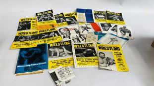 A SMALL COLLECTION OF c1970's WRESTLING PROGRAMMES AND EPHEMERA ETC.