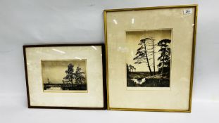 TWO FRAMED ETCHINGS BEARING PENCIL SIGNATURE A.