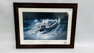 A FRAMED LIMITED EDITION 40/100 "CAISTER MEN NEVER TURN BACK" BEARING PENCIL SIGNATURE WILLIAM