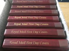 STAMPS: BOX WITH GB FIRST DAY COVERS 1963-2002 IN 7 ROYAL MAIL ALBUMS.