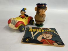 A VINTAGE NODDY FOAM TOY (COLLECTORS ITEM) ALONG WITH VINTAGE PG SERGEANT CHIP MONEY BOX AND DAILY