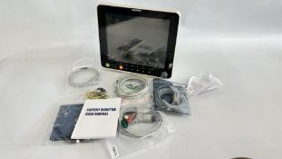 PATIENT MONITOR MODEL PM12F WITH INSTRUCTIONS AND ACCESSORIES - SOLD AS SEEN.