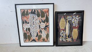 TWO FRAMED ORIGINAL ABORIGINAL ARTWORKS,