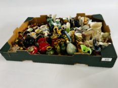 A LARGE BOX CONTAINING MINIATURE PAINTED VASES TO INCLUDE CLOISONNE,